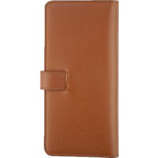 Karalı Deri Unisex Portföy Cüzdanı  Taba BC414-03