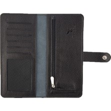 Karalı Deri Unisex Portföy Cüzdanı  Siyah BC414-01