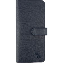 Karalı Deri Hakiki Deri Unisex Portföy Cüzdanı  Lacivert BC414-04