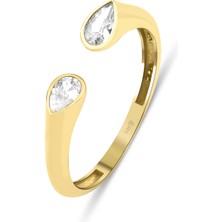 Kairos Jewelry 14 Ayar Altın Damla Kesim Açık Uçlu Yüzük KRS176-14GR