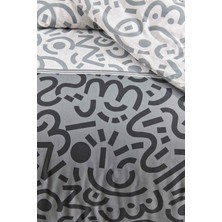 Tabu Home Doodle Siyah Çarşafı Lastikli Tek Kişilik Nevresim Takımı