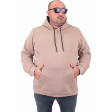 Moc Grande Mocgrande Büyük Beden Erkek Basic Sweat Kapüşonlu 11700 Toprak