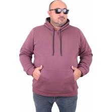 Moc Grande Mocgrande Büyük Beden Erkek Basic Sweat Kapüşonlu 11700 Eflatun