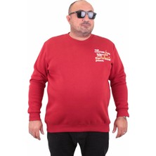Moc Grande Mocgrande Erkek Büyük Beden Sıfır Yaka Sweat Conture Club 23203 Kırmızı