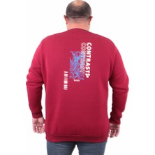 Moc Grande Mocgrande Erkek Büyük Beden Sıfır Yaka Sweat Bless 23205 Bordo
