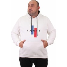 Moc Grande Mocgrande Erkek Büyük Beden Kapuşonlu Sweat Paris 23209 Ekru