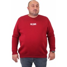 Moc Grande Mocgrande Erkek Büyük Beden Sıfır Yaka Sweat Hlsnk 23204 Bordo