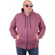 Moc Grande Mocgrande Büyük Beden Unisex Kapüşonlu 3ip Sweat 11701 Eflatun