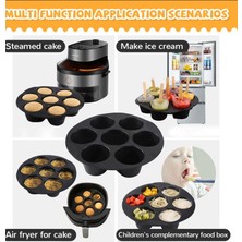 Holly Home 2'li Airfryer Silikon Pişirme Kalıbı Yuvarlak Kek Muffin Kalıbı 7 Bölmeli x 2 Adet