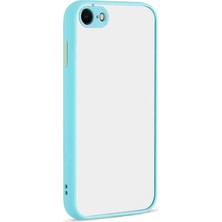 Caseart Apple iPhone Se 2 2020 Kılıf Kılıf Kamera Korumalı Silikon Kenarlı Renkli Düğmeli Arkası Mat Arka Kapak - Turkuaz