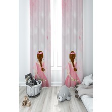 Mekta Home Örgülü Saçlı Kız Desenli Renkli Fon Perde 100 x 250 cm Pilesiz Özellikte