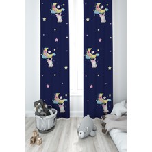 Mekta Home Bebek ve Çocuk Odası Ayda Sallanan Sevimli Hayvan Desenli 2 Kanat Fon Perde