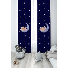Mekta Home Bebek ve Çocuk Odası Ay Üzerinde Uçan Peri Kız Desenli 2 Kanat Fon Perde