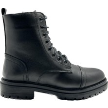 Castle Black YLDZ-3757-1 Siyah Hakiki Deri Kadın Bot Siyah