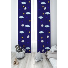 Mekta Home Bebek ve Çocuk Odası Uyuyan Çocuk Desenli 2 Kanat Fon Perde