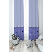 Mekta Home Bebek ve Çocuk Odası Yıldızlı ve Halat Desenli 2 Kanat Fon Perde