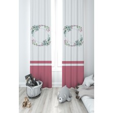 Mekta Home Bebek ve Çocuk Odası Çiçek Desenli 2 Kanat Fon Perde