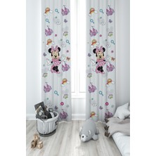 Mekta Home Bebek ve Çocuk Odası Minnie Mause Küçük Figür Desenli 2 Kanat Fon Perde