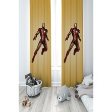 Mekta Home Bebek ve Çocuk Odası Iron Man Desenli 2 Kanat Fon Perde