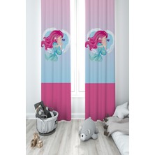 Mekta Home Bebek ve Çocuk Odası Deniz Kızı Desenli 2 Kanat Fon Perde