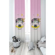 Mekta Home Bebek ve Çocuk Odası Balerin Çocuk Desenli 2 Kanat Fon Perde
