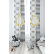 Mekta Home Bebek ve Çocuk Odası Taç Çelenk Yıldızlı 2 Kanat Fon Perde