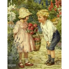 Pix Art Sanat Çiçek Toplamış Kız ve Arkadaşı Elmas Mozaik Puzzle Tablo Diamond Türkiye 66*83