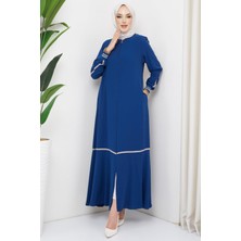 Hafsa Mina Çizgi Detaylı İndigo Ferace HM2035