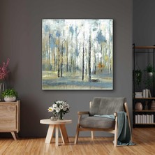 SML Tablo Mavi Orman Yağlı Boya Efektli Kare Kanvas Tablo