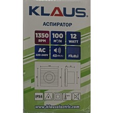 Klaus 100'LÜK Dekoratif Banyo-Wc Aspiratörü