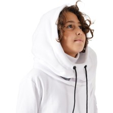 Cosy Club Erkek Çocuk Beyaz Polar Termal Balaklava Şapka Atkı Bere Boyunluk Sıcak Tutan Kar Maskesi