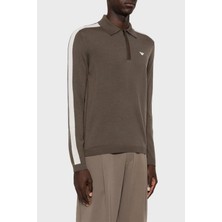 Emporio Armani % 100 Yünlü Fermuarlı Polo Yaka Kazak Erkek Kazak 6R1MU1 1mmhz 0440