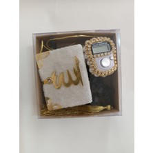 Hediyelik  Mini Kuran'ı Kerim ve Taşlı Lüks Zikirmatik Hediye Paketinde