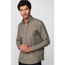 Tudors Erkek Regular Fit Klasik Kesim Düğmeli Yaka Küçük Kareli Pamuklu Gömlek