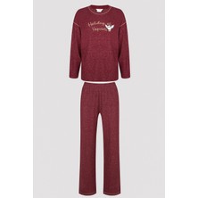 Penti Holidays Uzun Kollu Pantolon Bordo Pijama Takımı - Harry Potter Koleksiyonu
