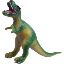 Elifeshop Gerçek Görünümlü Peluş Dolgulu Soft Silikon Kaplı Sesli Kükreyen Dinozor Oyuncak Büyük Boy T-Rex