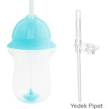 Munchkin Tıklama Kilitli Uçlu Pipetli Alıştırma Bardağı, 12AY+, 296ML, Mavi,& Yedek Pipet  1 Adet