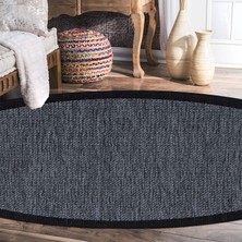 Halıca S-9714 Jüt Sisal Füme Siyah Dekoratif Yuvarlak Halı