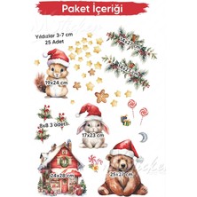 Msticker Sevimli Hayvanlar Yılbaşı Sevinci Yılbaşı Sticker, Ormanda Kış Kutlaması Sticker Seti, Yılbaşı Süsü