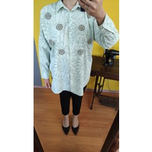 Deseo Boutique Kadın Su Yeşili Renk Standart Beden(Max 44 Beden) Işlemeli Gömlek