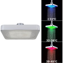 Betty Becky Araçlar, Diy 15CM LED Işık Kare Yağmur Duş Başlığı Paslanmaz Çelik 3 Renk Değişen Banyo (Yurt Dışından)