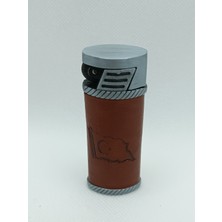 Ascellus Deri Türk Bayrağı Detaylı Taşlı Rüzgar Çakmağı Kahverengi Renk