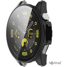 Novstrap Huawei Watch Gt4 46MM ile Uyumlu Ekran Koruyucu Cam ve Kasa Koruyucu Kılıf Sert Pc