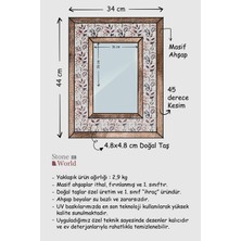 Stone World Masif Ahşap ve Desenli Mermerden Ayna - 003.1 - 34x44cm