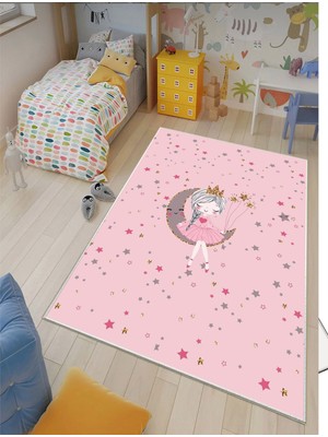 STY Home Kız Çocuk Oyun Halısı Kaymaz Makinede Yıkanabilir Eğitici Bebek ve Çocuk Odası Halısı Oyun Matı