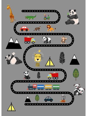 STY Home Trafik Çocuk Oyun Halısı Kaymaz Makinede Yıkanabilir Eğitici Bebek ve Çocuk Odası Halısı Oyun Matı
