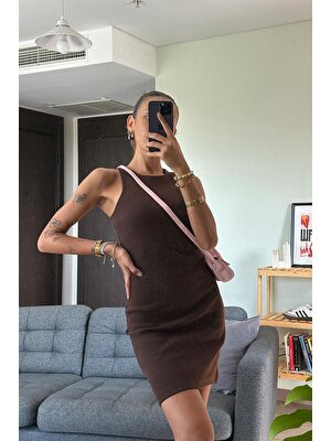 Flaw Basic Mini Kahverengi Elbise