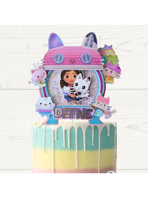 Gabby Dollhouse Temalı Kız Çocuk Doğum Günü Süsü Gabby Pasta Süsü Parti Malzemesi Cake Topper (18x22cm)