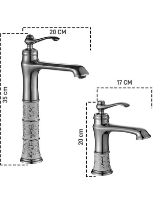 Prima Roma Desenli Lavabo Bataryası - Antik-Eskitme-Bakır