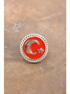 Chantaky 089 50004 Gümüş Ay Yıldız Türk Bayrağı Yaka Rozeti